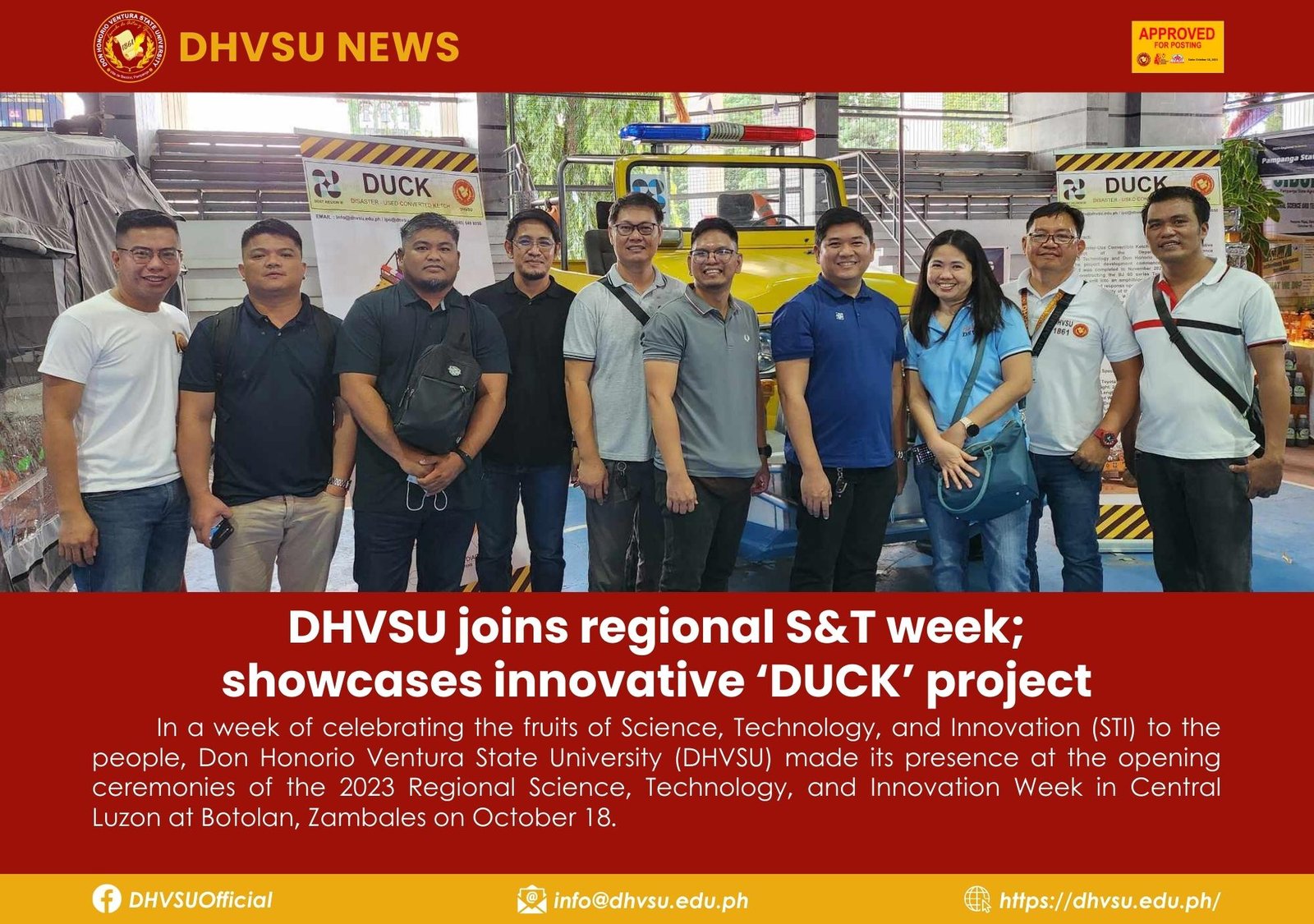 10182023   DHVSU joins regional ST week  showcases innovative DUCK project 1   Information DHVSU