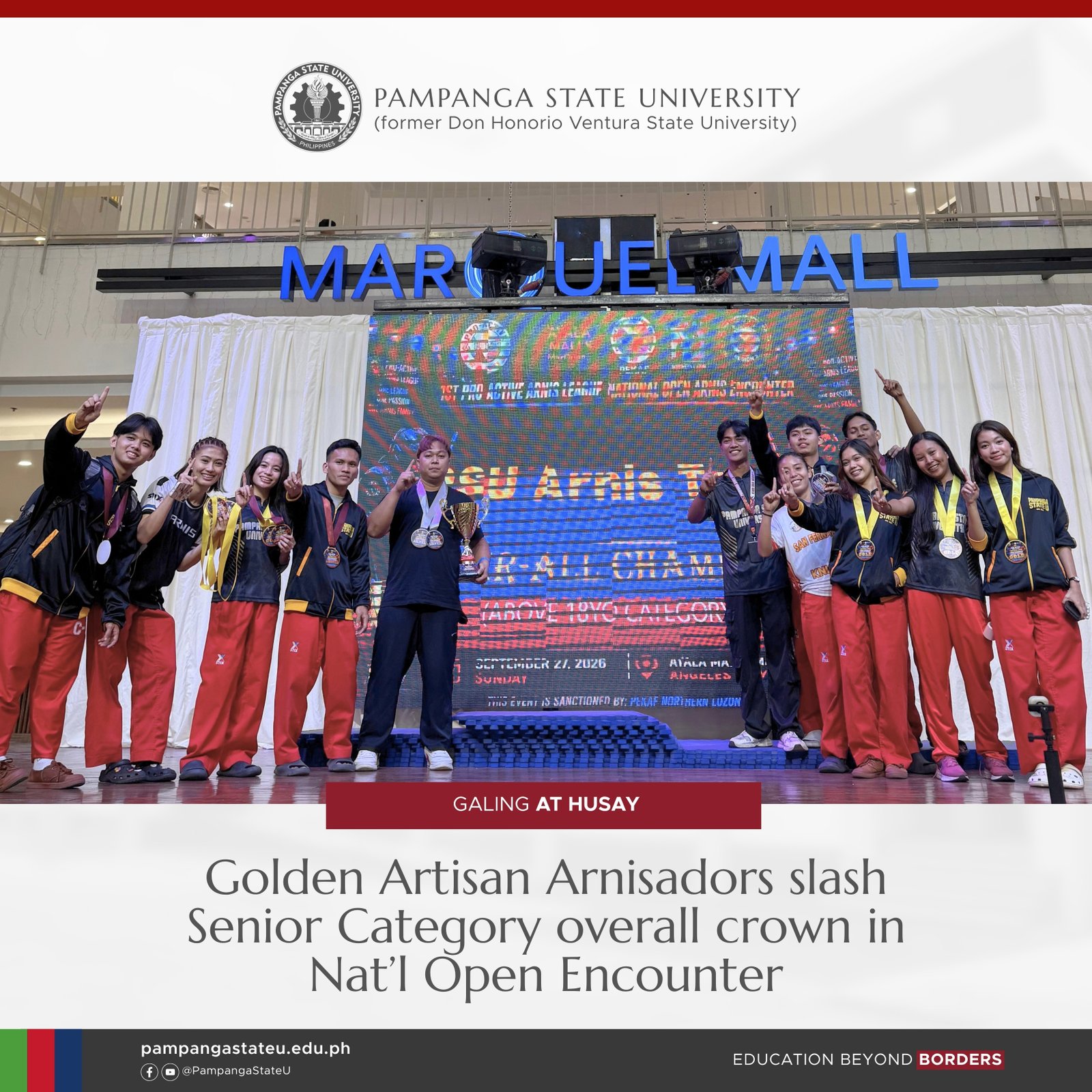 10012026   Golden Artisan Arnisadors slash Senior Category overall crown in Natl Open Encounter